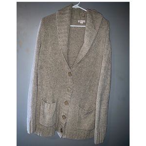 beige button down cardigan